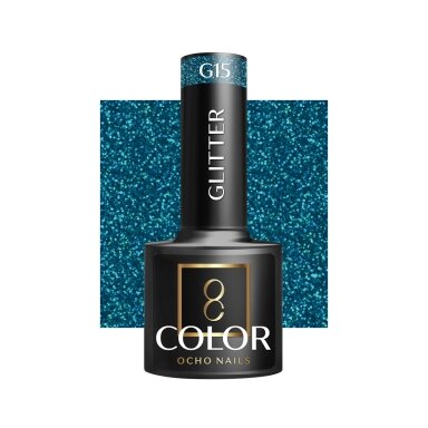 OCHO NAILS long-lasting hybrid nail polish for manicure GLITTER G15, 5 g. OCHO NAILS long-lasting hybrid nail polish for manicure GLITTER G15, 5 g.