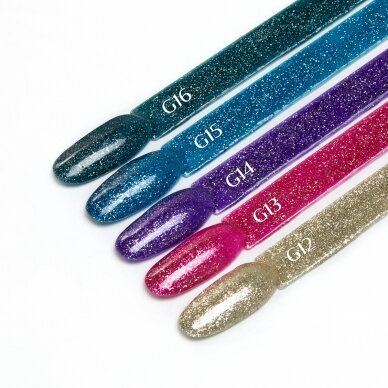 OCHO NAILS ilgalaikis hibridinis nagų lakas manikiūrui GLITTER G16, 5 g. 3 OCHO NAILS ilgalaikis hibridinis nagų lakas manikiūrui GLITTER G16, 5 g. 3