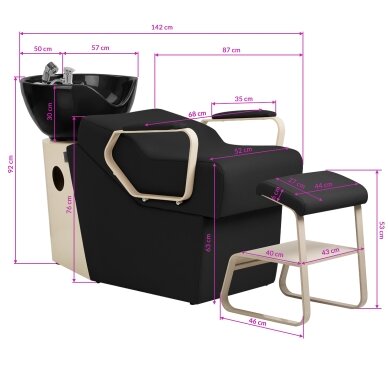 Professional hairdressing sink OMEGA MARINA, black 13