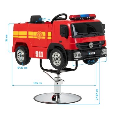 Profesionali vaikiška kėdė kirpykloms GABBIANO FIRE ENGINE, raudonos spalvos 14