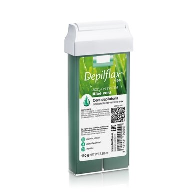 DEPILFLAX 100 kasetinis vaškas depiliacijai ALOE VERA, 110 g DEPILFLAX 100 kasetinis vaškas depiliacijai ALOE VERA, 110 g
