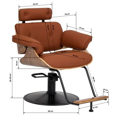Professional barber chair with footrest and wooden elements GABBIANO FLORENCE, brown 10 Professional barber chair with footrest and wooden elements GABBIANO FLORENCE, brown 10