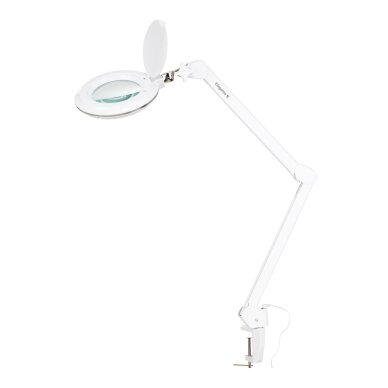 Profesionali kosmetologinė LED lempa - lupa ELEGANTE 6031, tvirtinama prie paviršių, baltos spalvos Profesionali kosmetologinė LED lempa - lupa ELEGANTE 6031, tvirtinama prie paviršių, baltos spalvos
