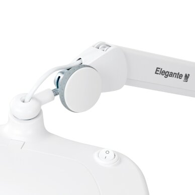 Profesionali kosmetologinė LED lempa - lupa ELEGANTE 6030, tvirtinama prie paviršių, baltos spalvos 6