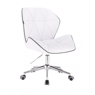 Profesionali eko odos meistro kėdutė su ratukais HR212K, baltos spalvos