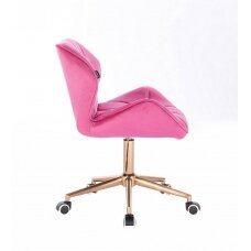 Beauty salon chair with wheels HR111K, pink velvet