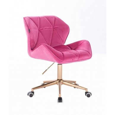 Grožio salono kėdė su ratukais HR111K, rožinis aksomas
