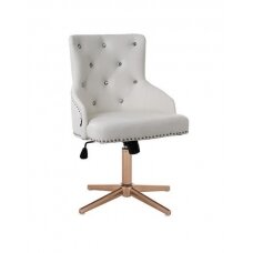 Masters chair for beauty salons and cosmetologists HR654CCROSS, white organic leather