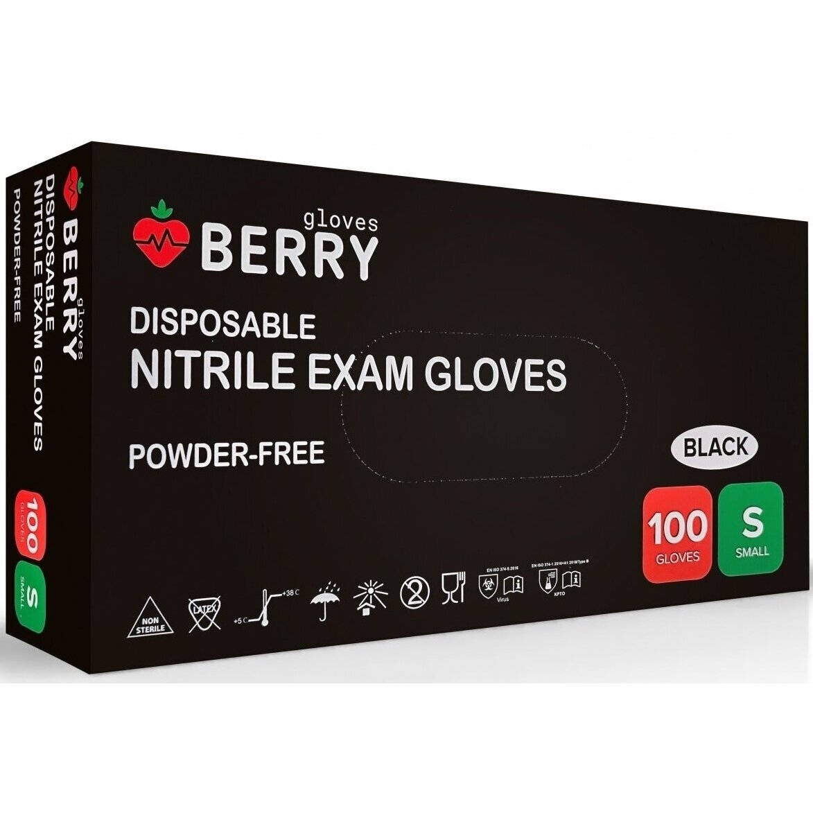 BERRY vienkartinės nitrilinės pirštinės juodos spalvos 100 vnt. 2 BERRY vienkartinės nitrilinės pirštinės juodos spalvos 100 vnt. 2