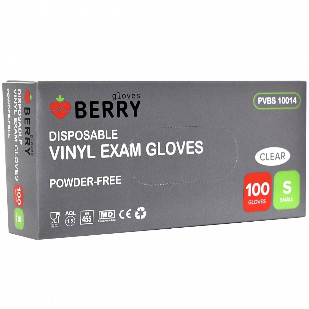 BERRY disposable vinyl gloves without powder (transparent, protective), 100pcs 1 BERRY disposable vinyl gloves without powder (transparent, protective), 100pcs 1