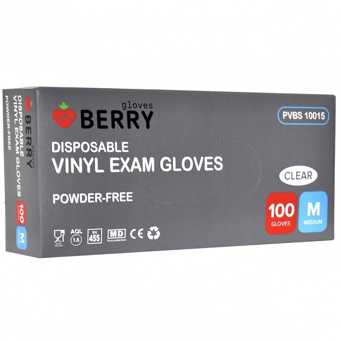 BERRY disposable vinyl gloves without powder (transparent, protective), 100pcs 2 BERRY disposable vinyl gloves without powder (transparent, protective), 100pcs 2