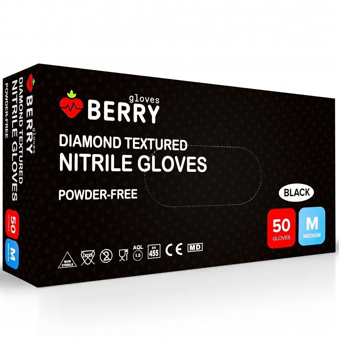 BERRY vienkartinės nitrilinės pirštinės juodos spalvos 100 vnt. 3 BERRY vienkartinės nitrilinės pirštinės juodos spalvos 100 vnt. 3