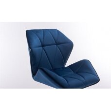 Grožio salono kėdė stabiliu pagrindu HR212, mėlynas aksomas