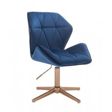 Grožio salono kėdė stabiliu pagrindu HR212CROSS, mėlynas aksomas