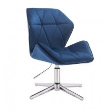 Grožio salono kėdė stabiliu pagrindu HR212CROSS, mėlynas aksomas