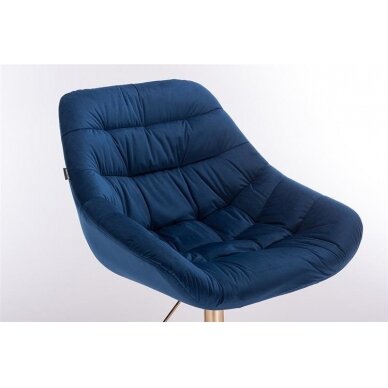 Grožio salono kėdė su ratukais HR825K, mėlynas veliūras 4