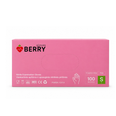 BERRY disposable nitrile gloves without powder PINK, 100 pcs. 1 BERRY disposable nitrile gloves without powder PINK, 100 pcs. 1