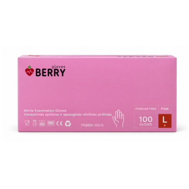 BERRY disposable nitrile gloves without powder PINK, 100 pcs. 3