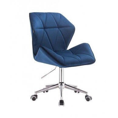 Grožio salono kėdė stabiliu pagrindu HR212K, mėlynas aksomas