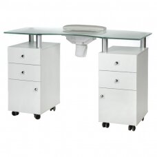 Профессиональный маникюрный стол с пылесборником BD-3453+P, белого цвета