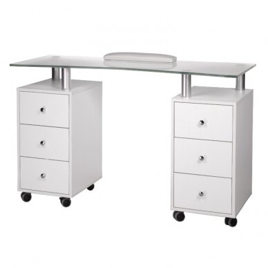 Professional manicure table BD-3425-1, white color
