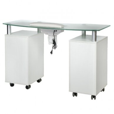 Профессиональный маникюрный стол с пылесборником BD-3453+P, белого цвета 1