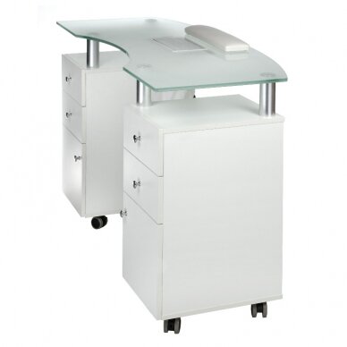 Профессиональный маникюрный стол с пылесборником BD-3453+P, белого цвета 2