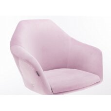 Wide beauty salon chair with silver wheels HR547K, lilac velour
