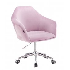 Wide beauty salon chair with silver wheels HR547K, lilac velour