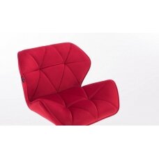 Grožio salono kėdė stabiliu pagrindu HR111CROSS, raudonas aksomas