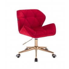 Beauty salon chair with wheels HR111K, red velvet