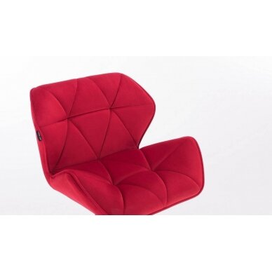 Grožio salono kėdė stabiliu pagrindu HR111N, raudonas aksomas 1
