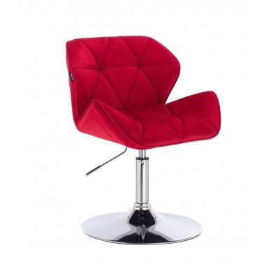 Grožio salono kėdė stabiliu pagrindu HR111N, raudonas aksomas