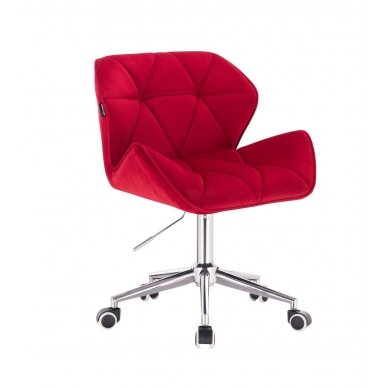 Grožio salono kėdė su ratukais HR111K, raudonas aksomas
