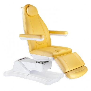Профессиональное электрическое кресло-кровать для косметологов Mazaro BR-6672, 4 мотора,  желтого цвета