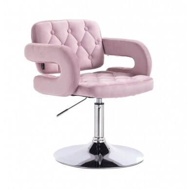 Meistro kėdutė grožio salonams bei kosmetologams HR8403, rožinis veliūras