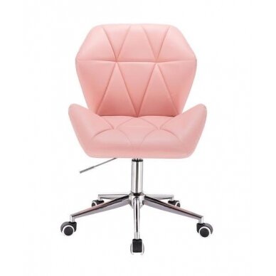 Profesionali eko odos meistro kėdutė su ratukais HR212K, šviesiai rožinės spalvos 1