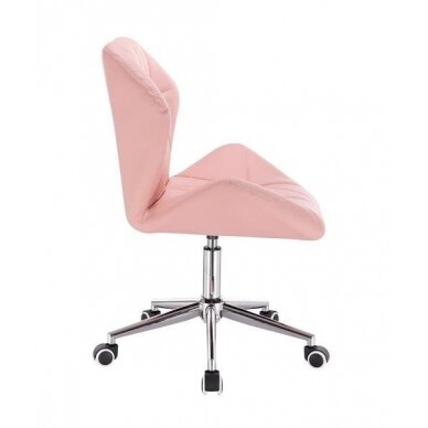 Profesionali eko odos meistro kėdutė su ratukais HR212K, šviesiai rožinės spalvos 2