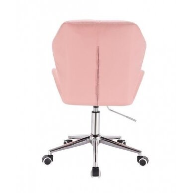 Profesionali eko odos meistro kėdutė su ratukais HR212K, šviesiai rožinės spalvos 3