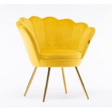 Beauty salon lounge chair REY, yellow velor