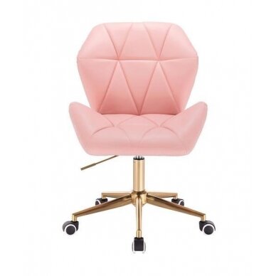 Profesionali eko odos meistro kėdutė su ratukais HR212K, šviesiai rožinės spalvos