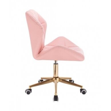 Profesionali eko odos meistro kėdutė su ratukais HR212K, šviesiai rožinės spalvos 2
