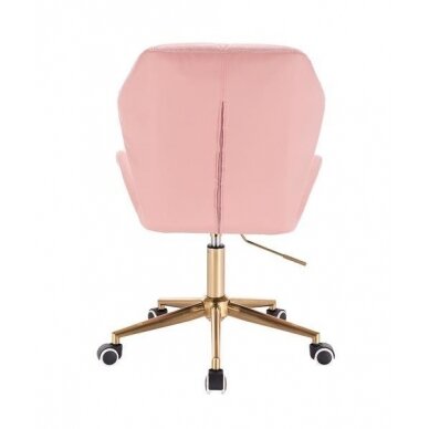 Profesionali eko odos meistro kėdutė su ratukais HR212K, šviesiai rožinės spalvos 3