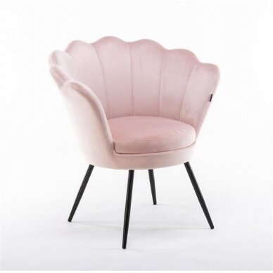 Grožio salono laukiamojo kėdė REY, šviesiai rožinis veliūras 2