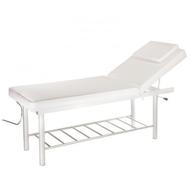 Professional stationary massage table BW-218, white color