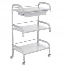 Cosmetic trolley with wooden shelves NG-ST026, white color
