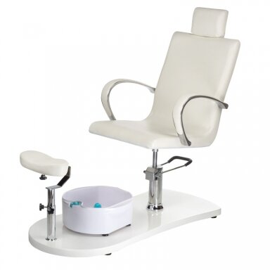 Professional hydraulic pedicure chair with footrest and massage tub BR-2308, white color Professional hydraulic pedicure chair with footrest and massage tub BR-2308, white color