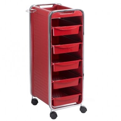 Professional barber and hair stilist trolley NG-ST005, red color