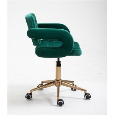 Профессиональный салонный стул на колесиках HR8403K, зеленый велюр 1