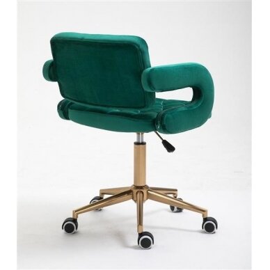 Профессиональный салонный стул на колесиках HR8403K, зеленый велюр 2